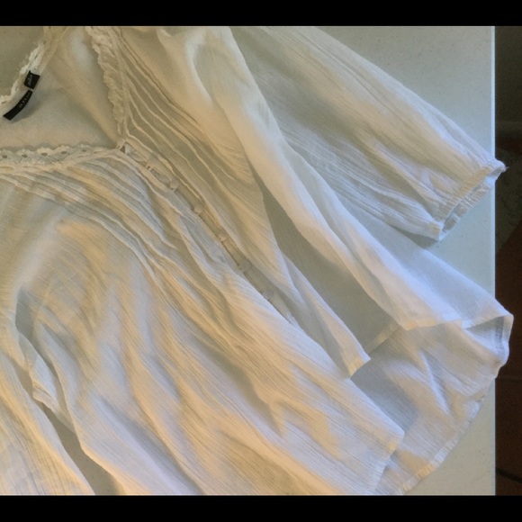 a.n.a. A NEW APPROACH White Lacy Sheer Buttondown - Picture 5 of 8